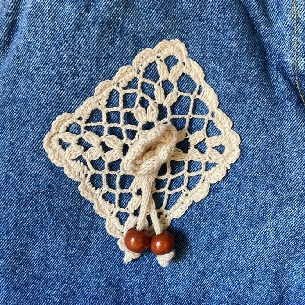 RARE Vintage With Tags Crochet Belt And Accents Feminine High Waist 90s Sz 11/12 - Picture 2 of 9